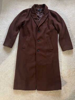 ASOS Design Men's Dark Brown Single-Breasted Wool Trench Coat